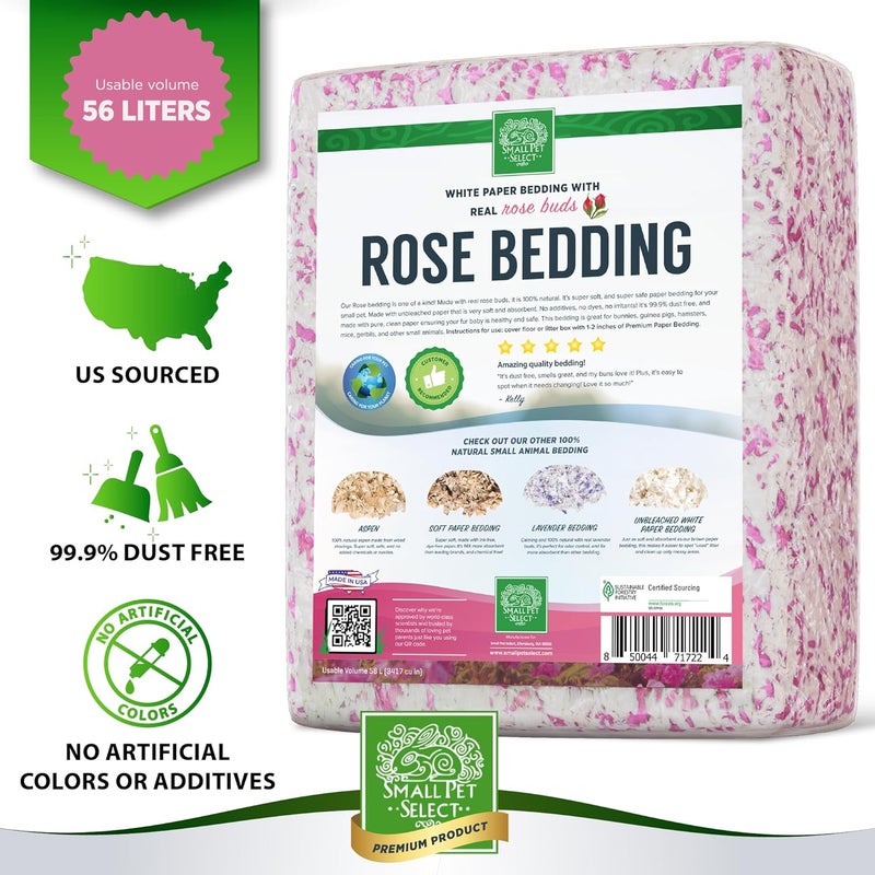 Small Pet Select - Natural Paper Bedding with Real Rose Petals. Rabbits, Guinea Pigs, and Other Small Animals, 56L - Image 3